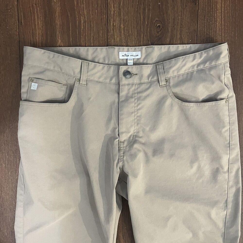 Peter Millar EB66 Performance Five-Pocket Pants Khaki Tan Mens 35x30 ME0EB66FB - Picture 2 of 5